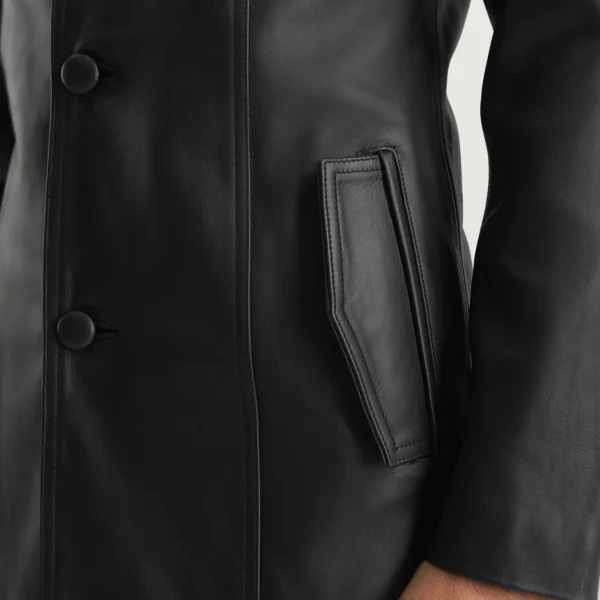 UB FASHION BRAWNTON BLACK LEATHER COAT