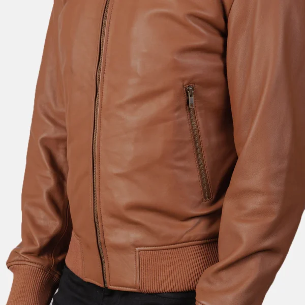 UB FASHION SHANE BROWN LEATHER BOMBER JACKET