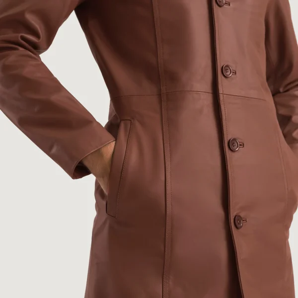 UB FASHION DON LONG BROWN LEATHER COAT