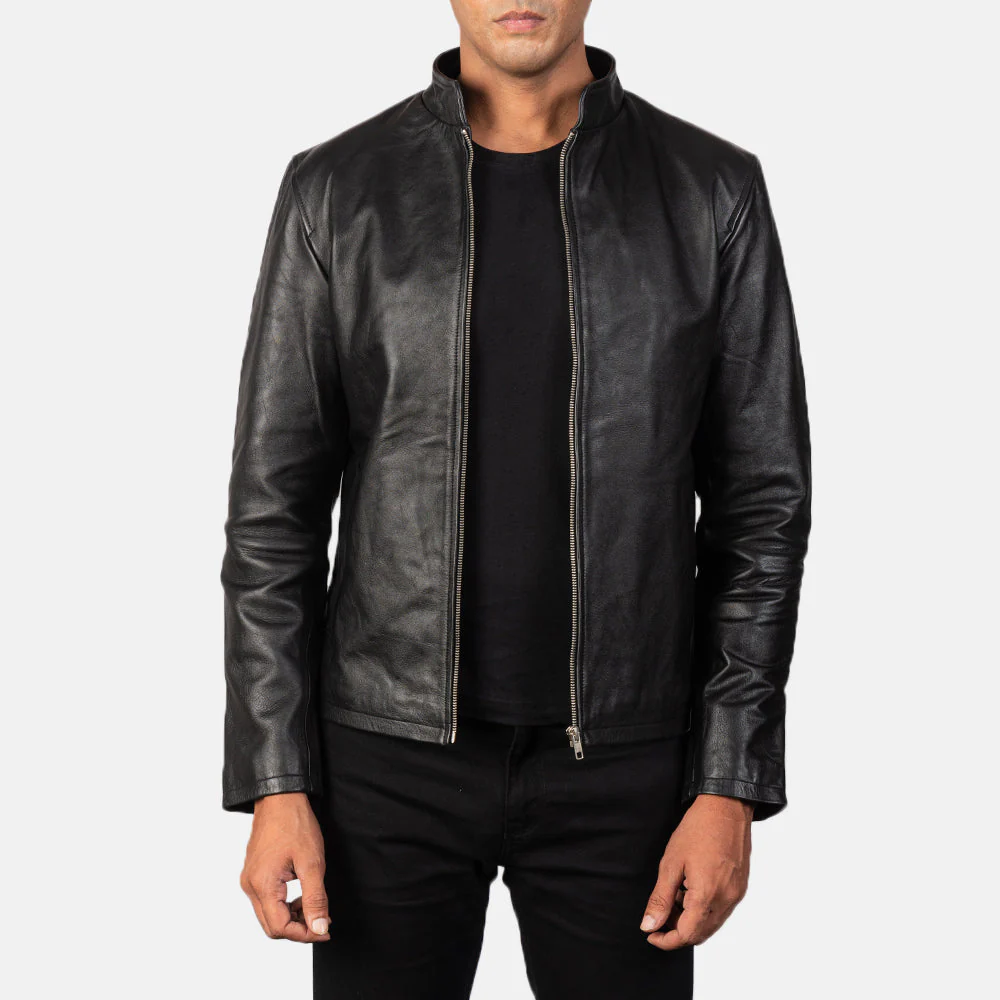 UB FASHION ALEX BLACK LEATHER BIKER JACKET