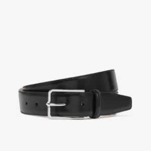 UB FASHION Black leather belt with silver buckle