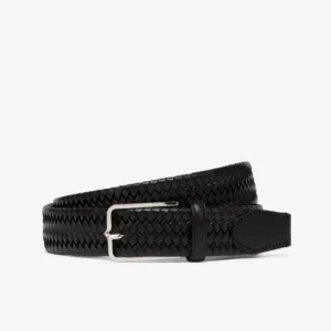 UB FASHION Black braided regenerated leather belt