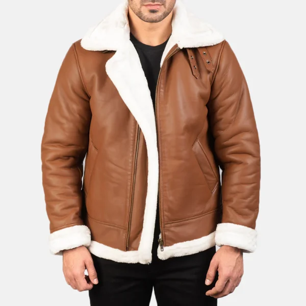 UB FASHION FRANCIS B-3 BLACK & WHITE LEATHER BOMBER JACKET