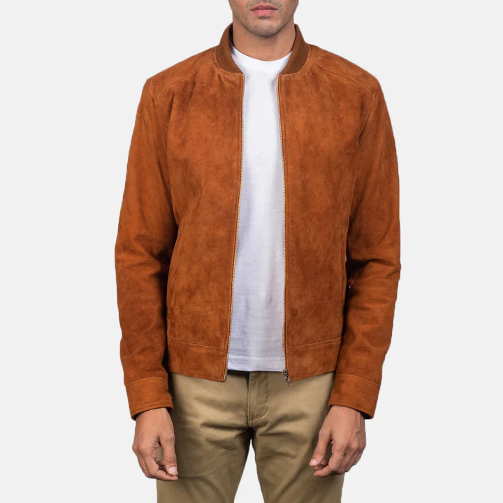 UB FASHION BLAIN MOCHA SUEDE BOMBER JACKET