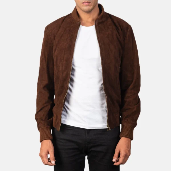 UB FASHION SHANE BROWN LEATHER BOMBER JACKET