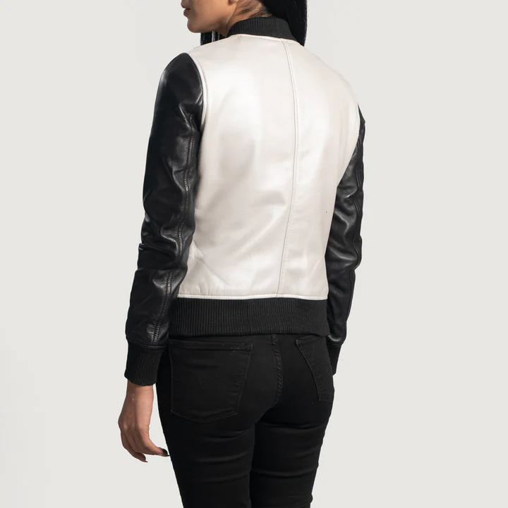 UB FASHION COLE SILVER LEATHER BOMBER JACKET