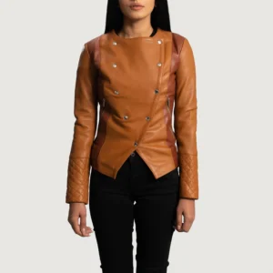 UB FASHION COUNTY TAN OVERLAP LEATHER JACKET