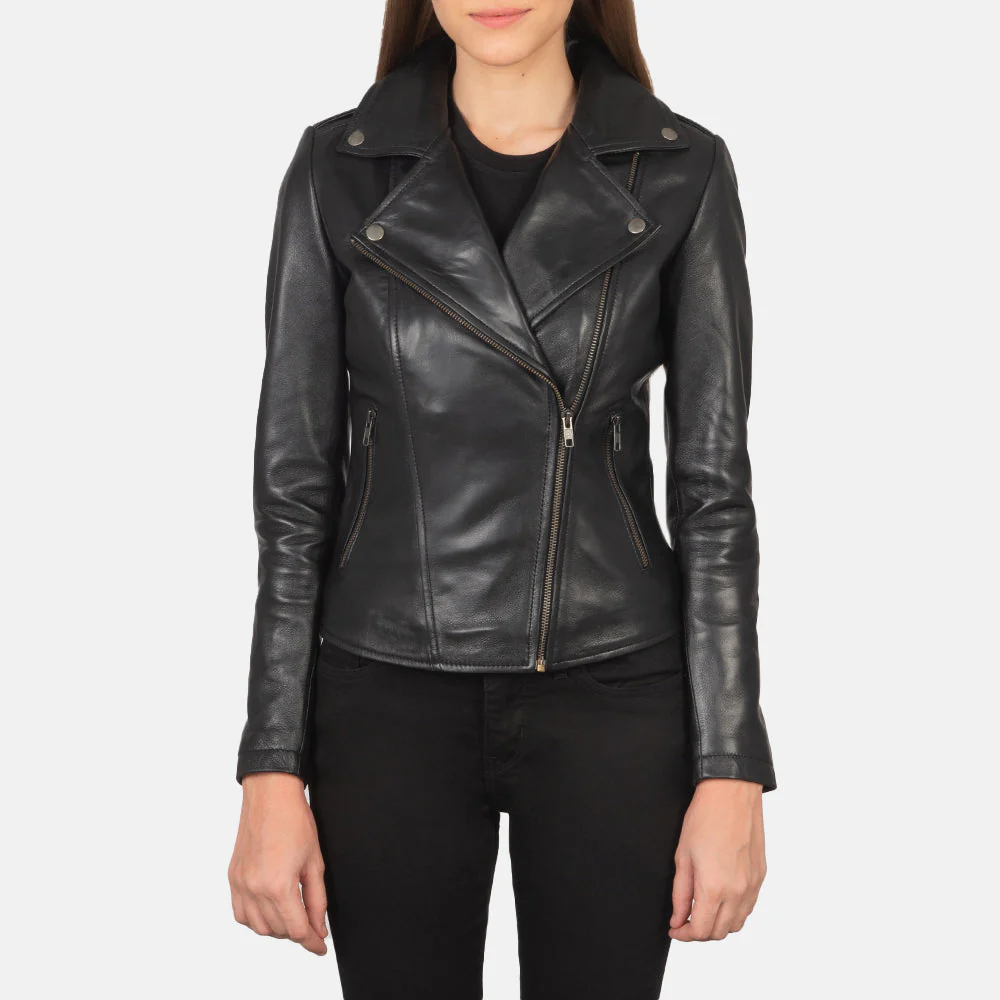 UB FASHION FLASHBACK BLACK LEATHER BIKER JACKET