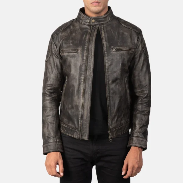 UB FASHION GATSBY BLACK LEATHER BIKER JACKET