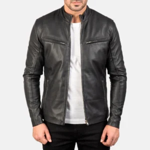 UB FASHION IONIC BLACK LEATHER JACKET