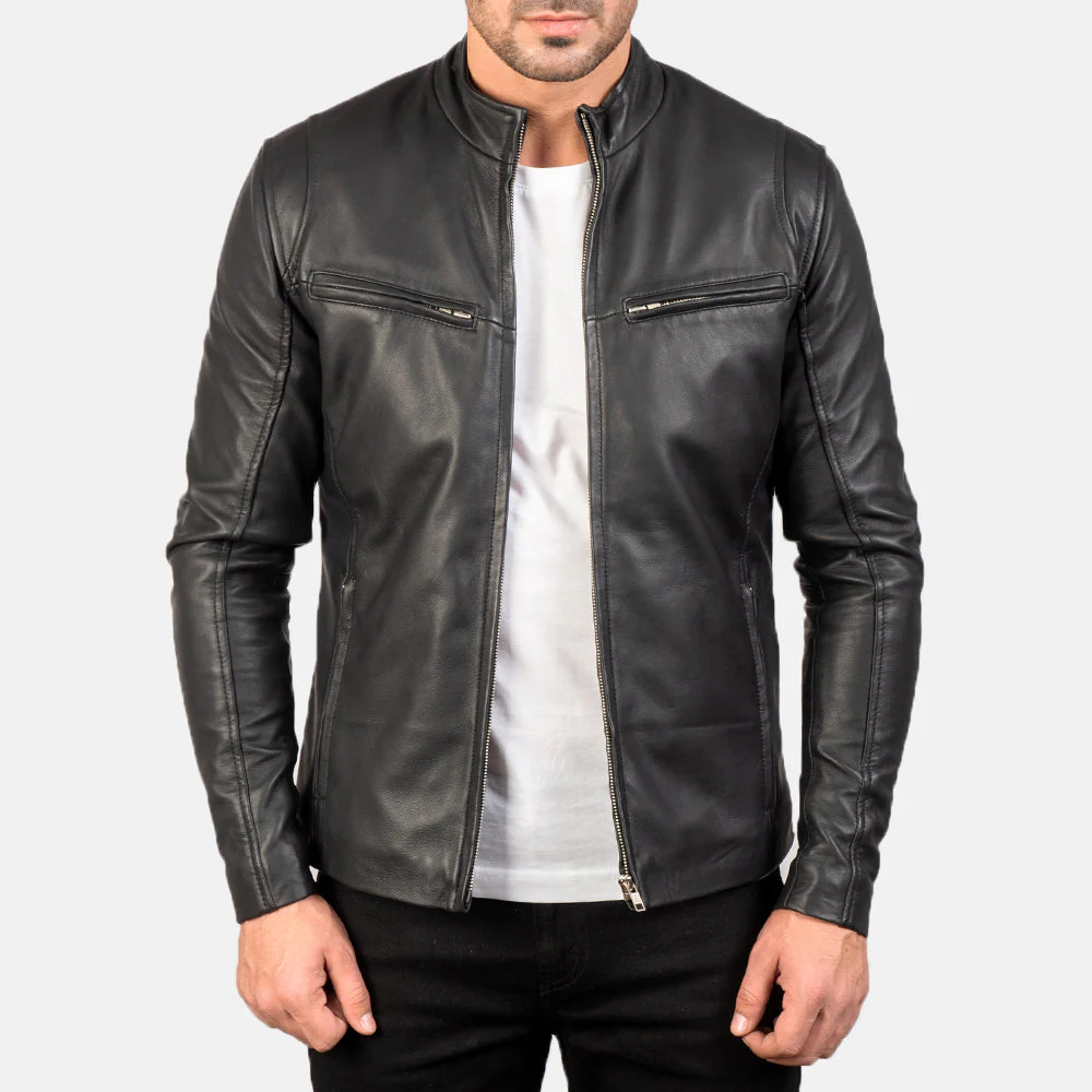UB FASHION IONIC BLACK LEATHER JACKET