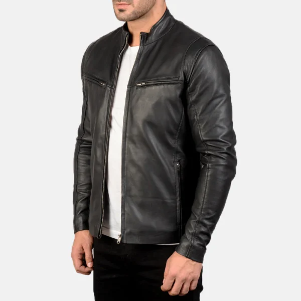 UB FASHION IONIC BLACK LEATHER JACKET
