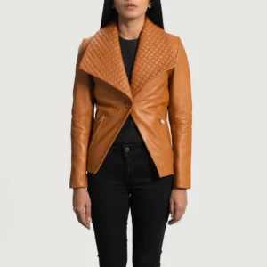 UB FASHION LEE TAN BROWN LEATHER BLAZER