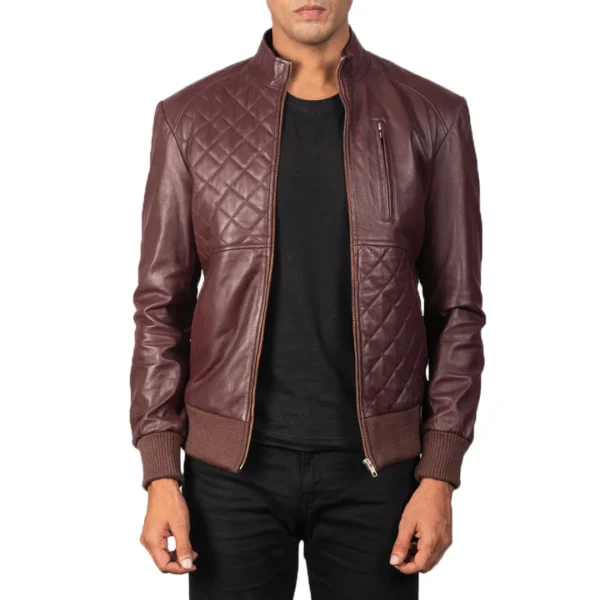 UB FASHION MODA BLACK LEATHER BOMBER JACKET