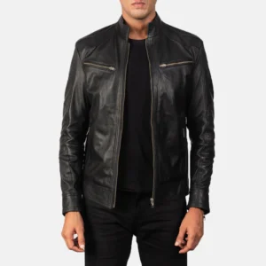 UB FASHION MACK BLACK LEATHER BIKER JACKET
