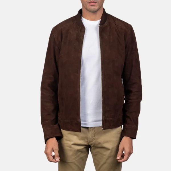 UB FASHION BLAIN MOCHA SUEDE BOMBER JACKET