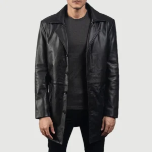 UB FASHION CLASSMITH BLACK LEATHER COAT