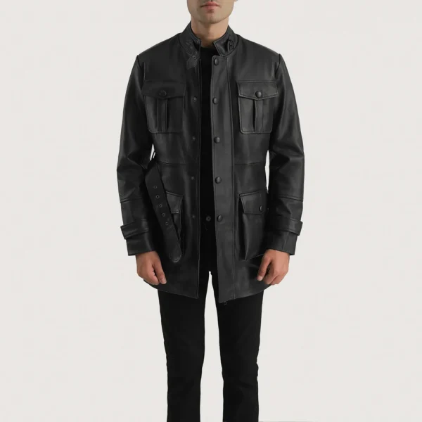 UB FASHION DOLF BLACK LEATHER JACKET