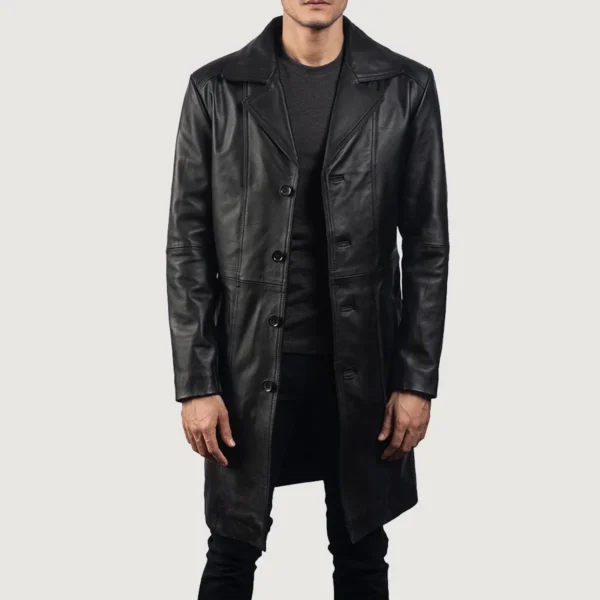 UB FASHION DON LONG BROWN LEATHER COAT