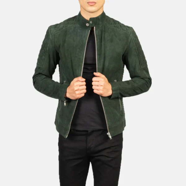 UB FASHION DAMIAN GREY SUEDE BIKER JACKET