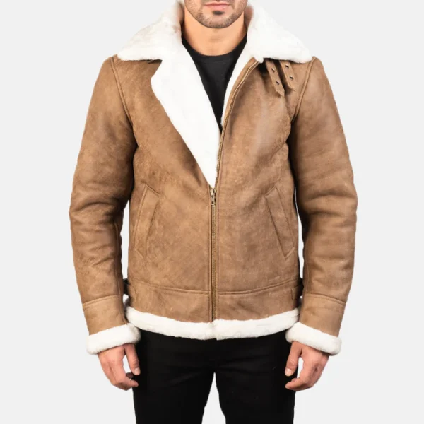 UB FASHION FRANCIS B-3 BLACK & WHITE LEATHER BOMBER JACKET