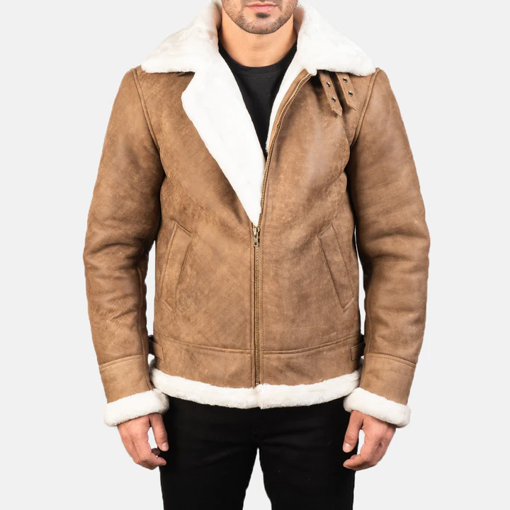 UB FASHION FRANCIS B-3 BLACK & WHITE LEATHER BOMBER JACKET