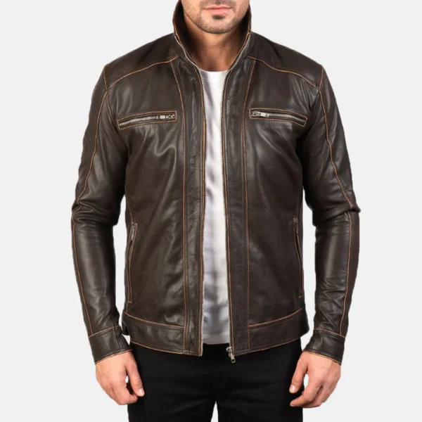 UB FASHION HUDSON BLACK LEATHER BIKER JACKET