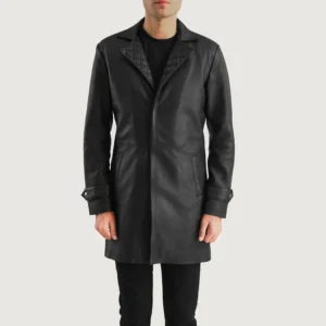 UB FASHION INFINITY BLACK LEATHER COAT