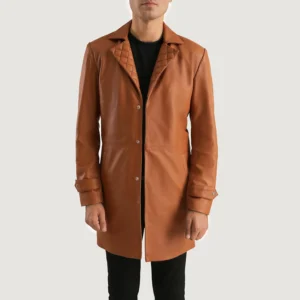 UB FASHION INFINITY TAN BROWN LEATHER COAT