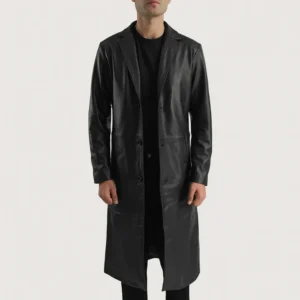 UB FASHION MATEO BLACK LEATHER SINGLE BREASTED COAT