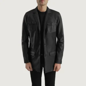 UB FASHION RAY CUTLER BLACK LEATHER BLAZER