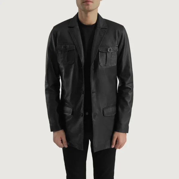 UB FASHION RAY CUTLER BLACK LEATHER BLAZER