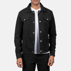 UB FASHION STALLON BLACK SUEDE TRUCKER JACKET