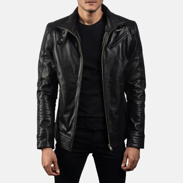 UB FASHION LEGACY BLACK LEATHER BIKER JACKET