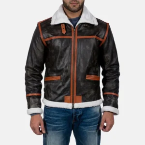 UB FASHION ALPINE BROWN FUR LEATHER JACKET