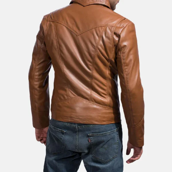 UB FASHION OLD SCHOOL BROWN LEATHER JACKET