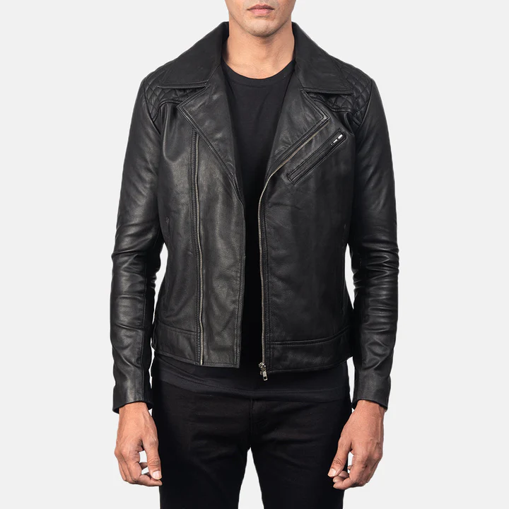 UB FASHION RAIDEN BLACK LEATHER BIKER JACKET