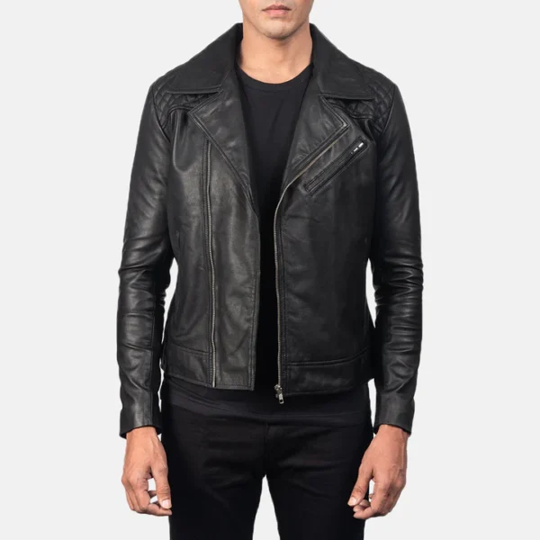 UB FASHION DANNY QUILTED BROWN LEATHER BIKER JACKET