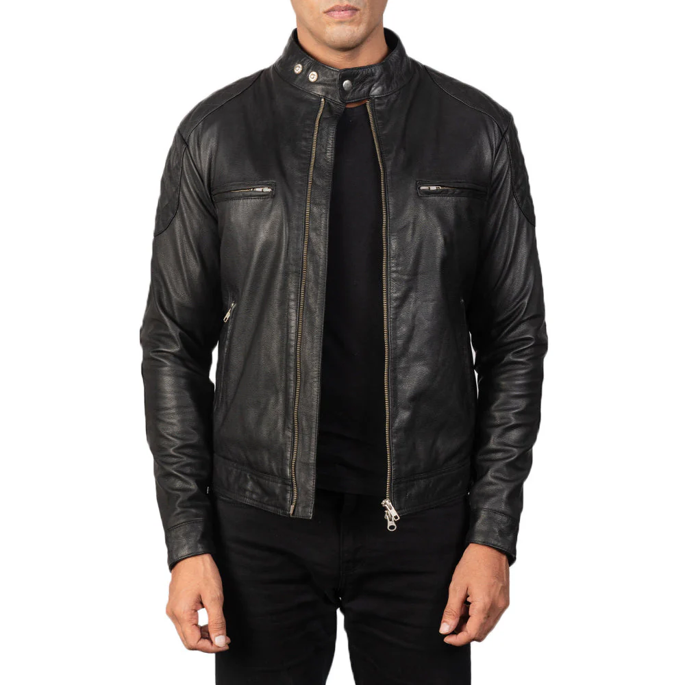 UB FASHION GATSBY BLACK LEATHER BIKER JACKET