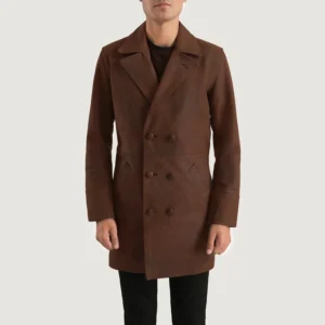 UB FASHION HALF LIFE BROWN LEATHER COAT