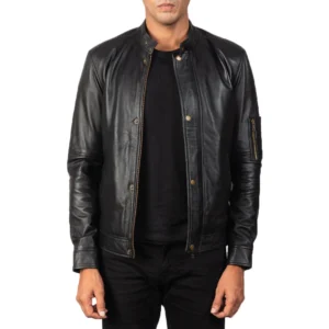 UB FASHION TEA HOUSE BLACK LEATHER BIKER JACKET