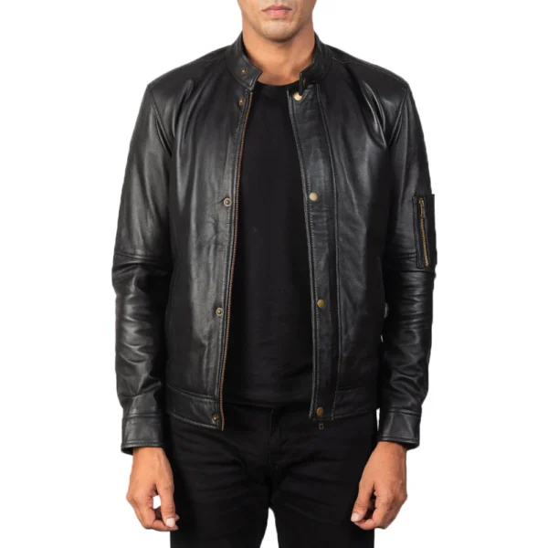 UB FASHION TEA HOUSE BLACK LEATHER BIKER JACKET