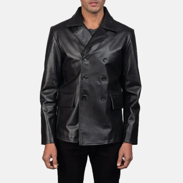 UB FASHION MR. BAILEY BROWN LEATHER NAVAL PEACOAT