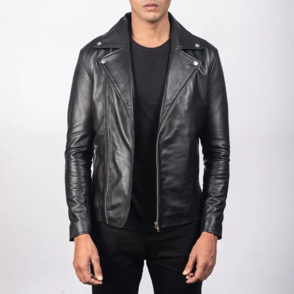 UB FASHION NOAH BLACK LEATHER BIKER JACKET