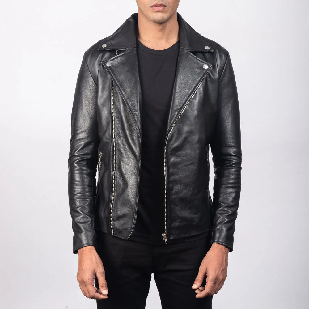 UB FASHION NOAH BLACK LEATHER BIKER JACKET