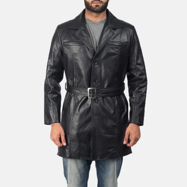 UB FASHION JORDAN BLACK LEATHER COAT