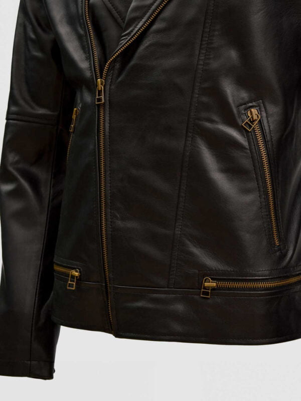 UB Fashion Black color leather jacket made from 100% lamb skin.