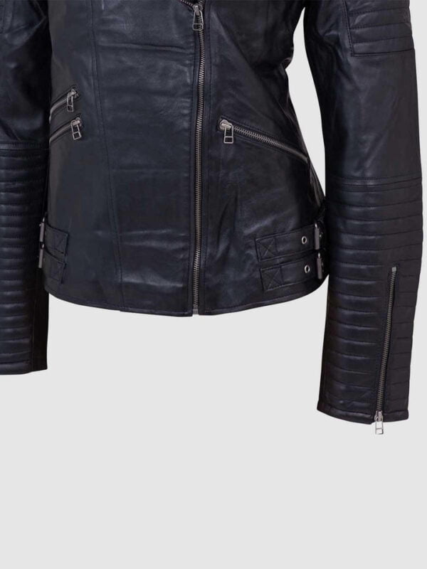 UB Fashion Black color leather jacket made from 100% lamb skin.