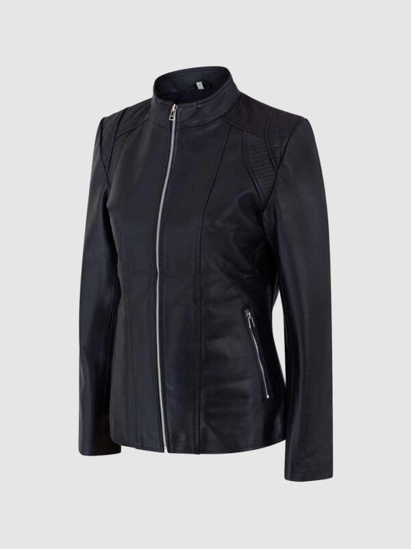 UB Fashion Black color leather jacket made from 100% lamb skin.