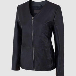 UB Fashion Black color leather jacket made from 100% lamb skin.